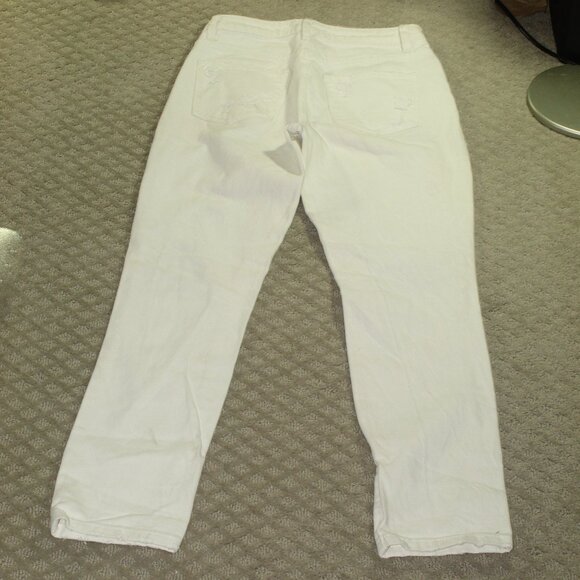 Bridge by Gly Women's 25 100% Cotton White Distressed Straight Leg Jeans - Picture 2 of 7